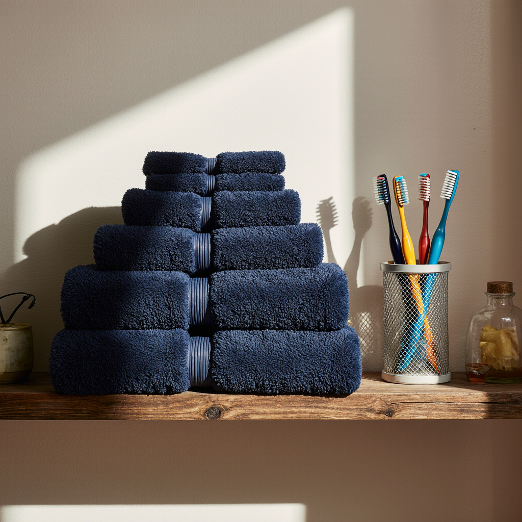 hyper-detailed_photograph_of_navy_blue_towel_set_stacked_on_wooden_shelf_in_home_bathroom_family_to_ohfuadx9hubo8eomgjj9_0