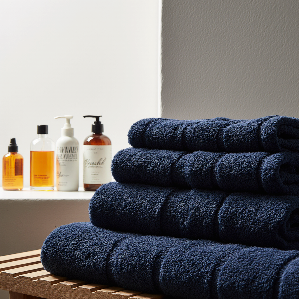 photorealistic_photograph_of_navy_blue_bath_sheet_folded_on_home_bathroom_bench_personal_toiletries_fbbc20os31std8euru5k_1